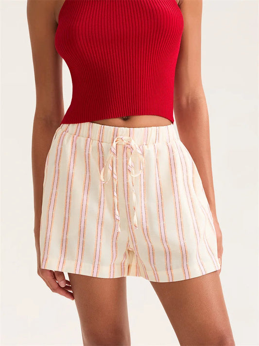 Striped Wide Leg Pocket Short