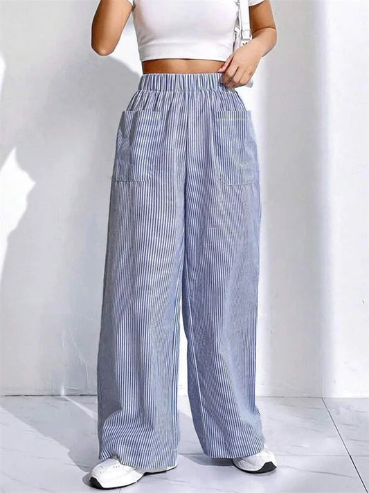 Loose High Waist Striped Lounge Streetwear Pant