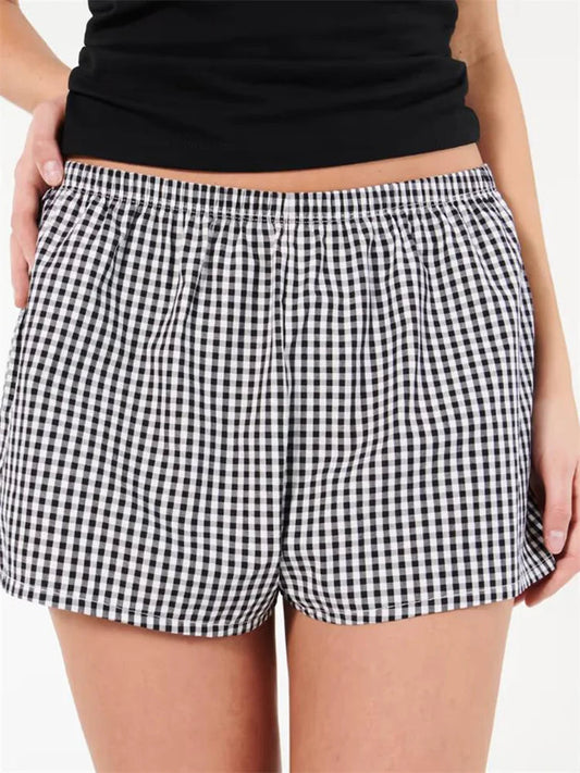Plaid Elastic Waist Sleep Short