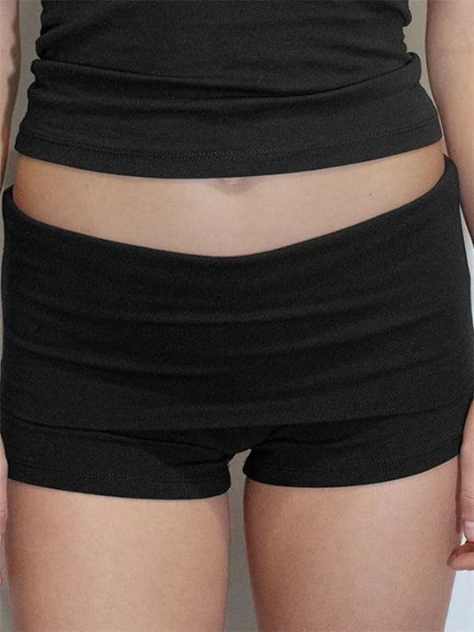 Solid Elastic Low Waist Short