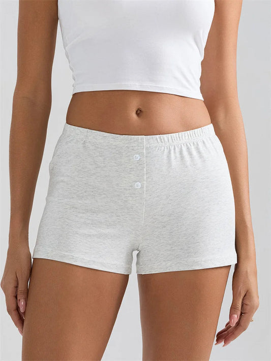 Solid Elastic Waist Sleep Short