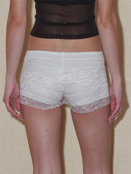 Solid Lace Layered Ruffle Short