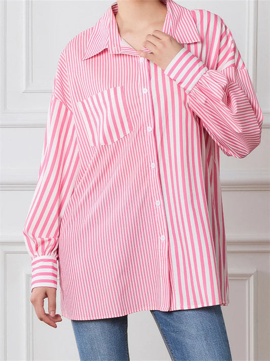 Striped Patchwork Button-Down Bloshope