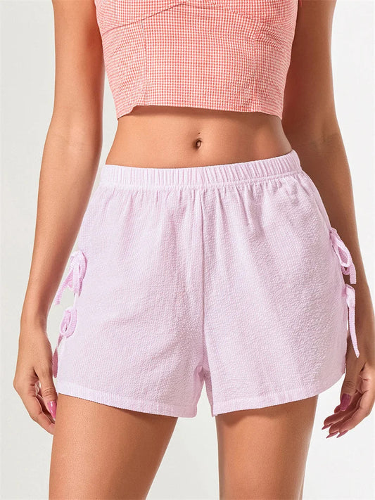 Striped Bow Tie-Up Split Short