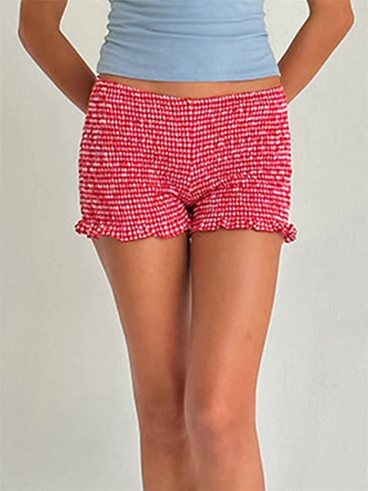 Plaid Ruffled Pajama Lounge Short