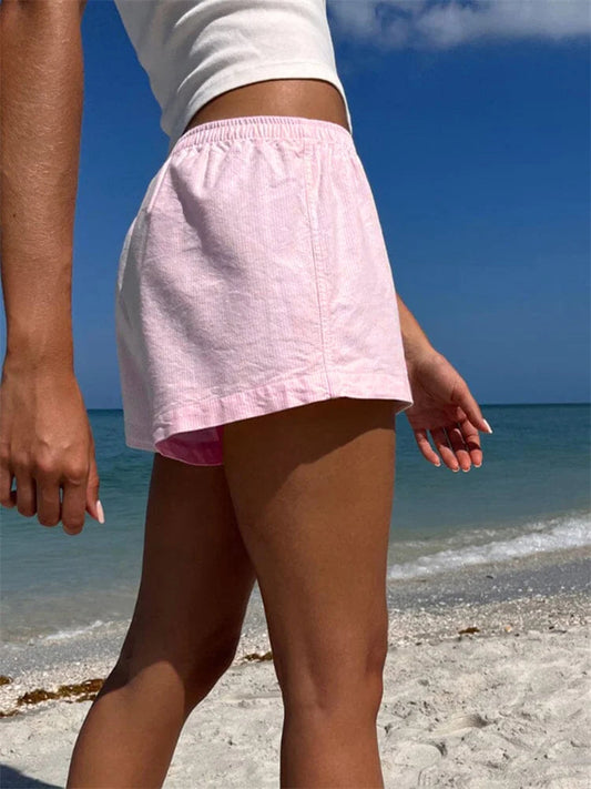 Striped Button Loose Pajama Short