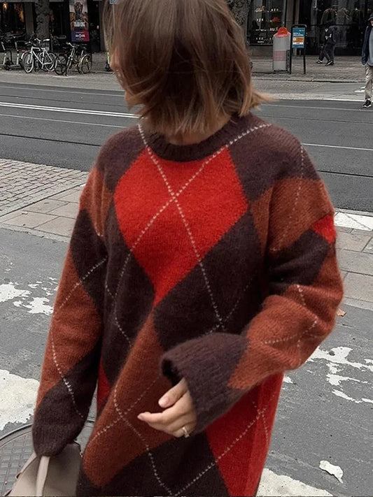 Color Block Round Neck Sweater