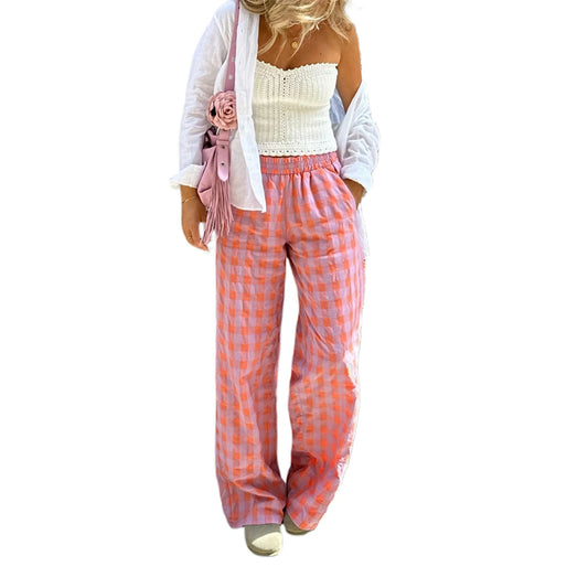 Vintage Plaid High Waist Loose Casual Aesthetic Pant