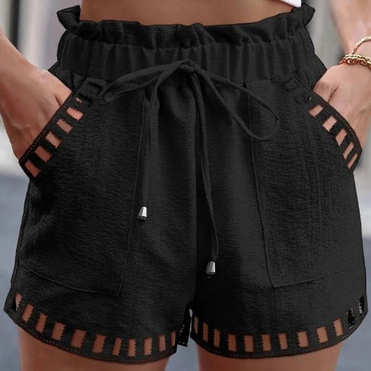 Cotton Linen HolLow-Out Beach Short