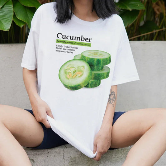 Cucumber Retro Vegetable Graphic T-shirt