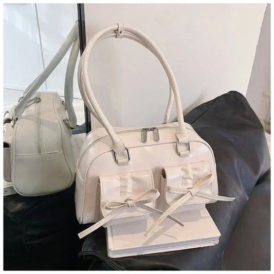 Cute Bow Tie PU Leather Underarm Shoulder Bag