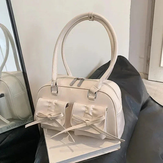 Cute Bow Tie PU Leather Underarm Shoulder Bag