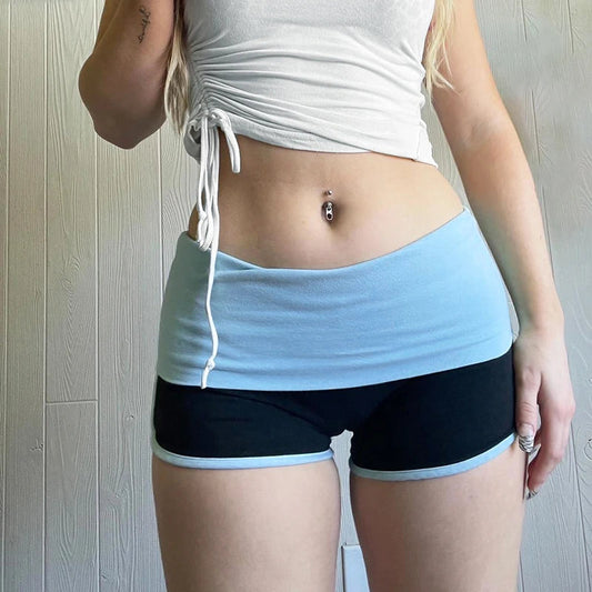 Patchwork Slim Low-Waist Short