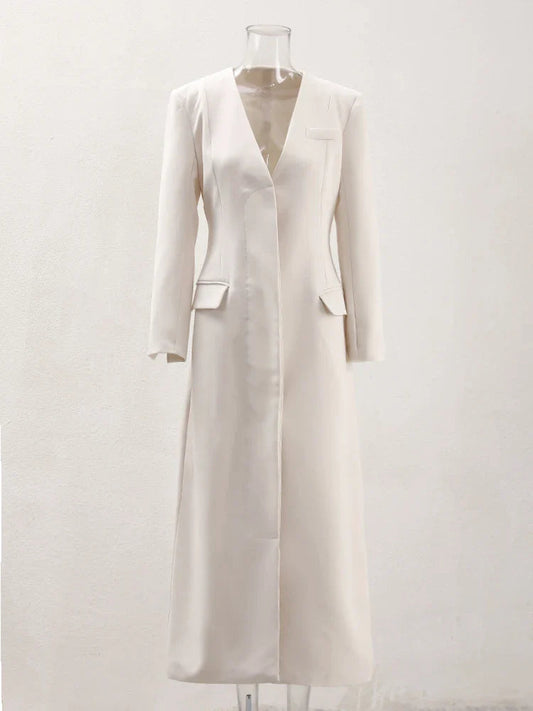 No Collar Single-Breasted Slim Overcoat