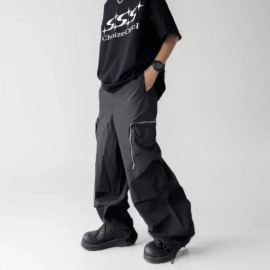 Black Baggy Cargo Streetwear Pants