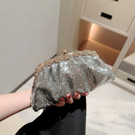 Dark Blue Sequin Clutch Wristlet