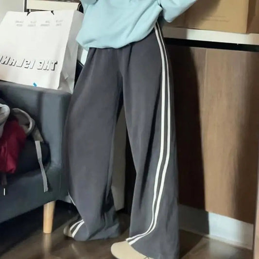 Fleece Striped Winter Sweatpants Pants