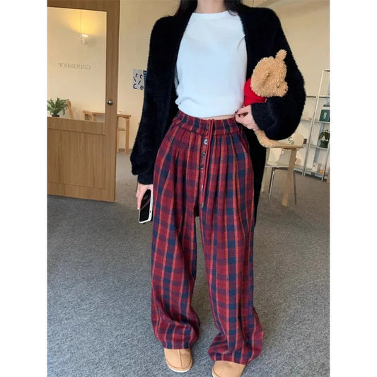 Woolen Plaid Vintage Winter Pants