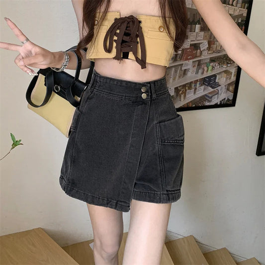 Loose Denim Pants Style Skirt