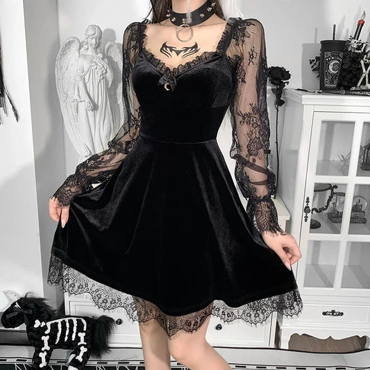 Dark Lace Trim Small Dress