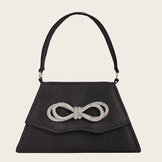 Elegant Silk Rhinestone Bow Wedding Clutch Bag