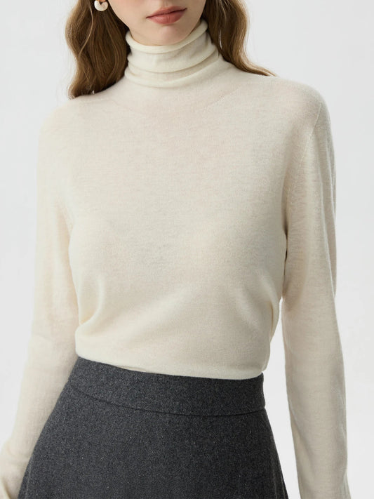 100% Wool Turtleneck Thin Wool Sweater
