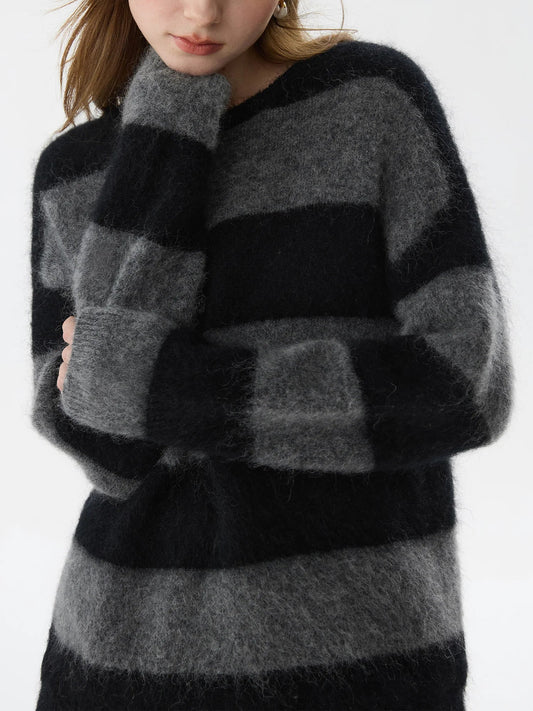 Mohair Retro Striped Loose Sweater