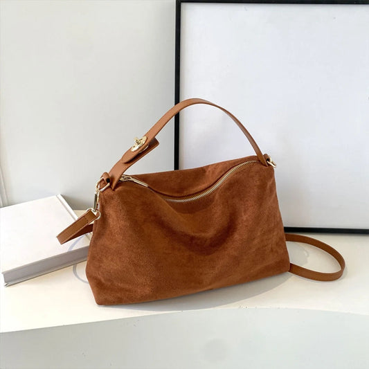 Women Suede Adjshoptable Crossbody Handbag
