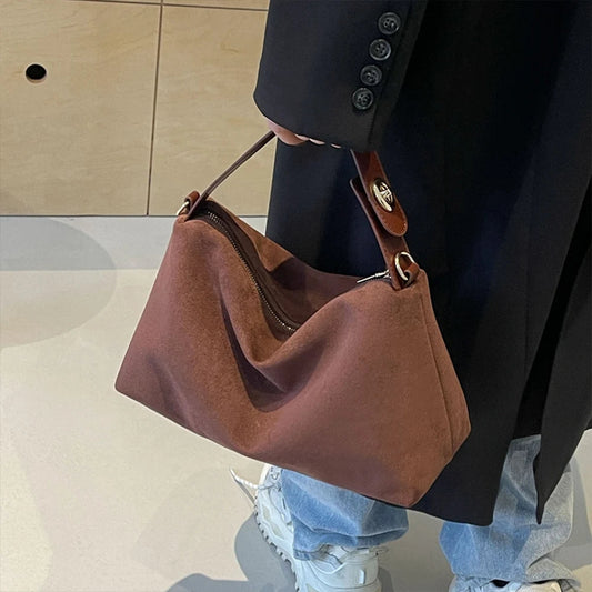 Women Suede Adjshoptable Crossbody Handbag