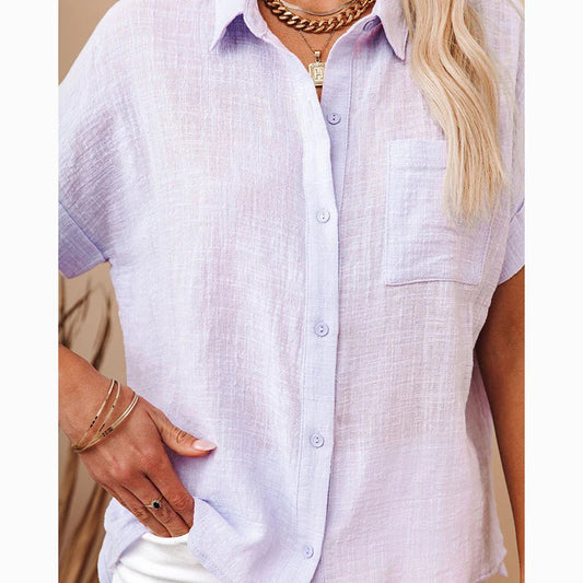 Cotton Linen Casual Short Sleeve Elegant Bloshope