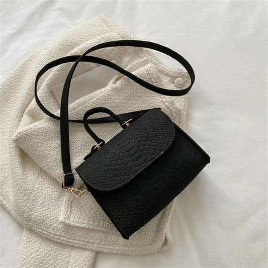 Fashion Felt Crocodile Embossed Crossbody Handbag