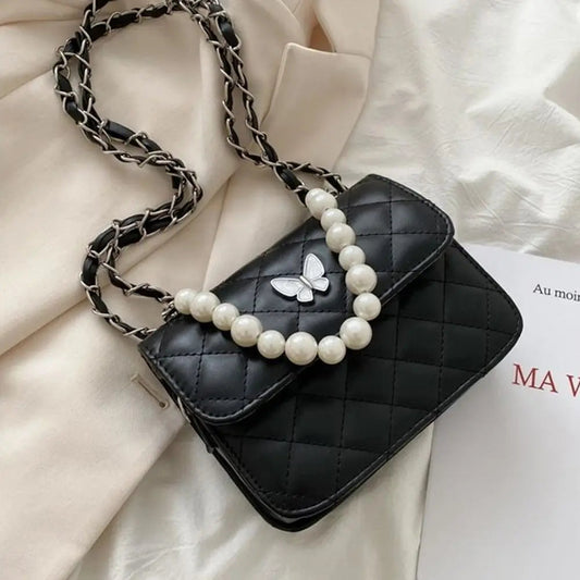 Pearl Shoulder Handbag PU Leather All-Match Tote