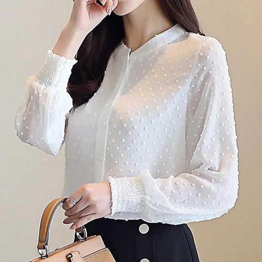 Spring Long Sleeve White Office Bloshope