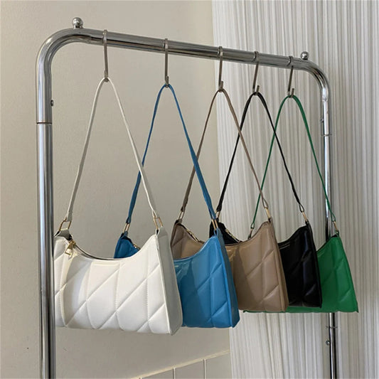 Solid Color PU Leather Underarm Crossbody