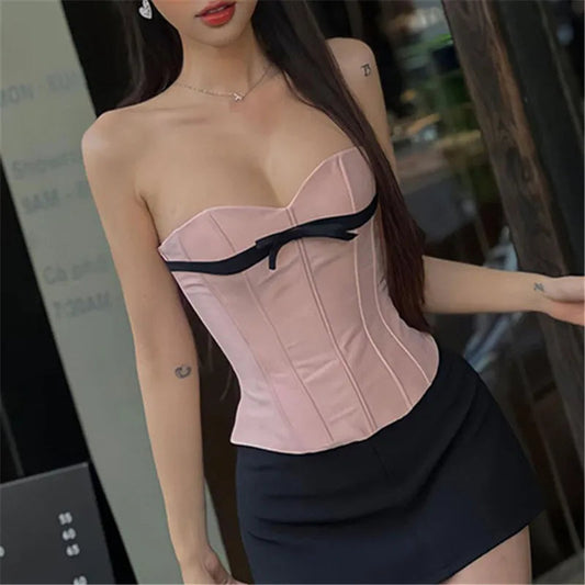 Pink Bow Sheath Crop Top