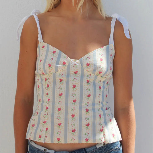 Floral Lace Ruffle Crop Top
