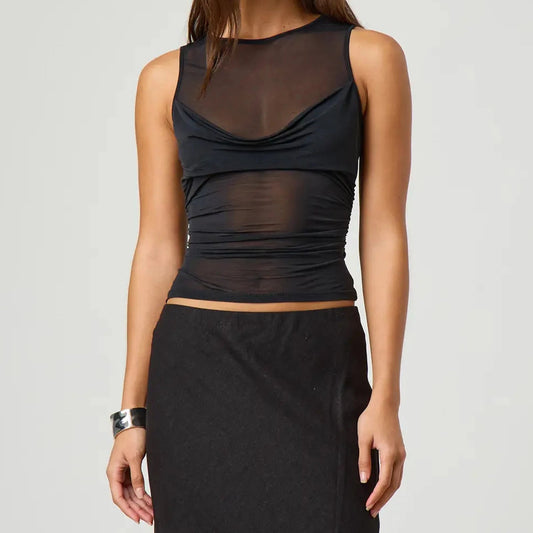 Sheer Mesh Layering Crop Top