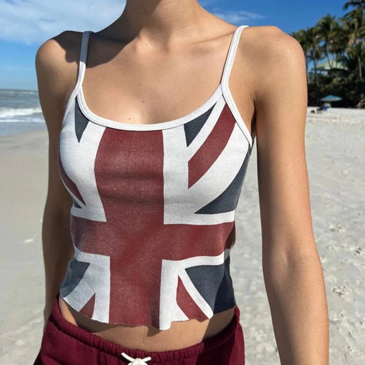 Union Jack Spaghetti Crop Top