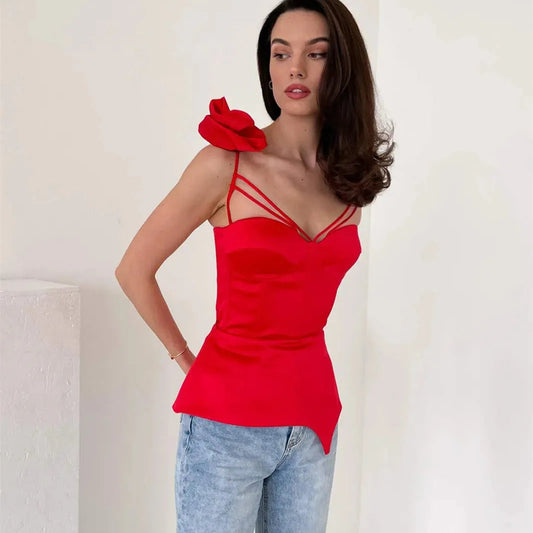 3D Floral Tassel Crop Top