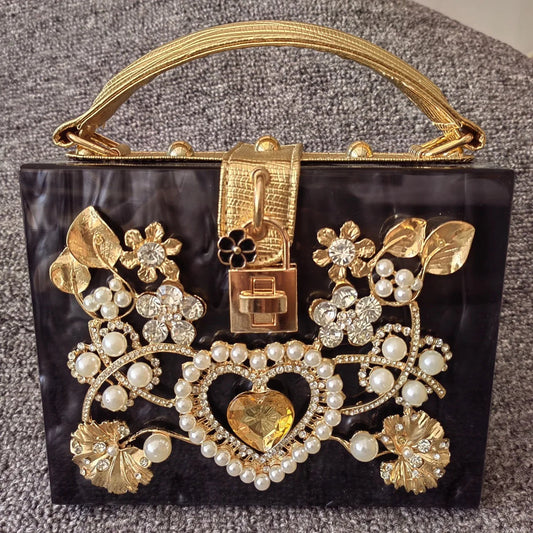 Bling Sequined Heart Evening Clutch Bag