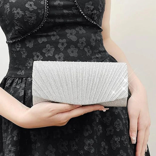 Silver Glitter Evening Clutch Wristlet