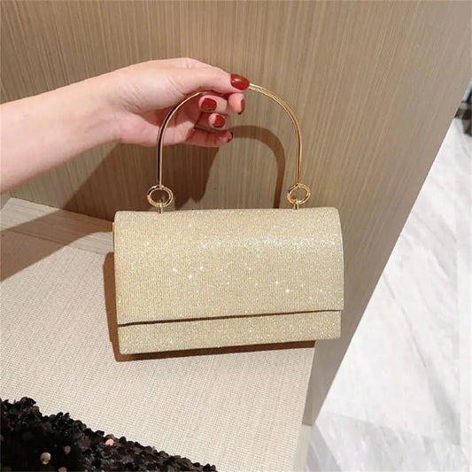 Gold Silk Evening Clutch Bag Fashion Shoulder Bag