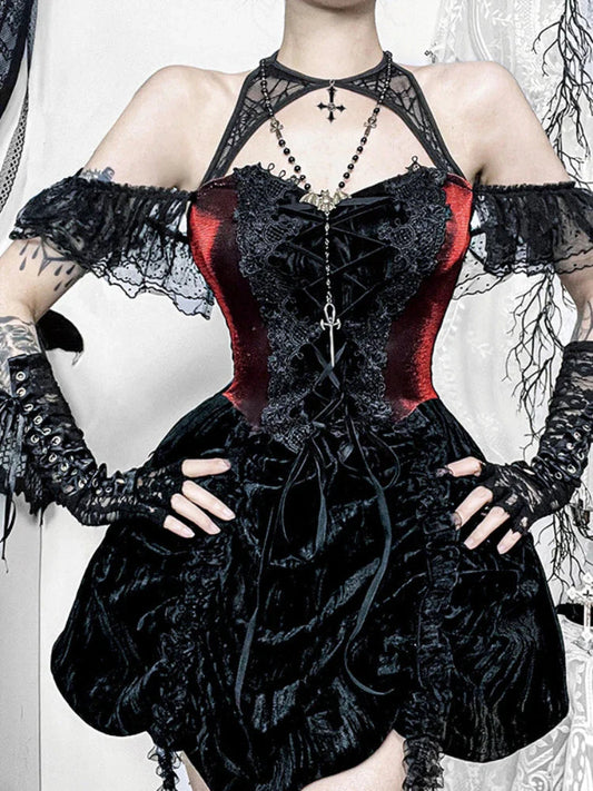 Spider Net Velvet Small Dress