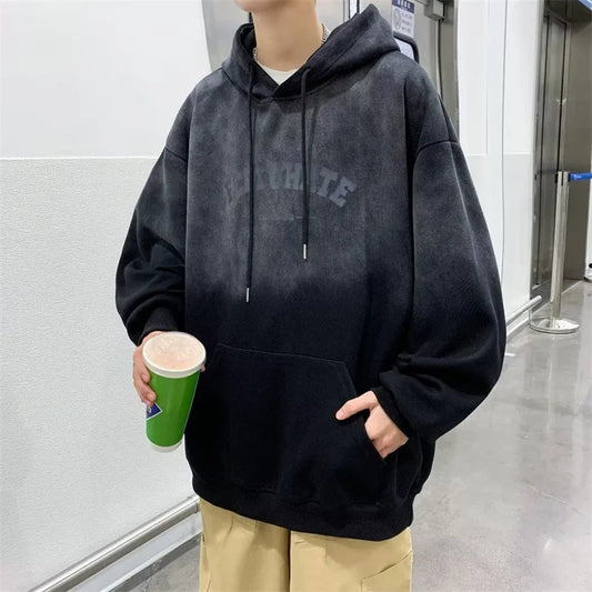 Gradient Letter Print Hip Hop Hoodie