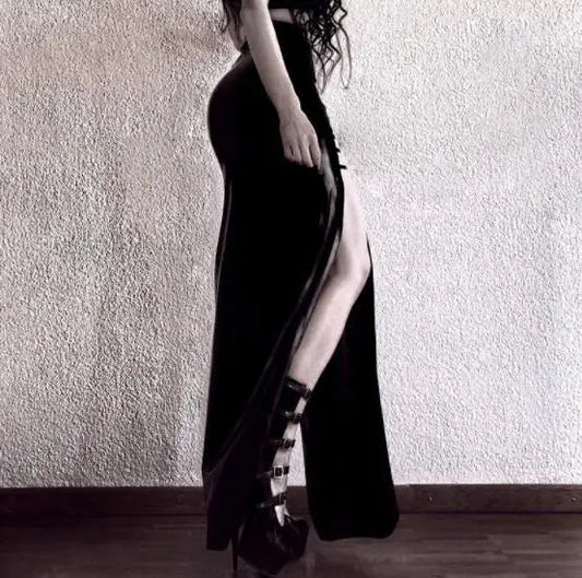 Faux Leather Hollow Out Skirt