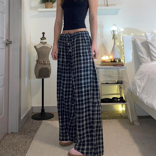 Plaid Straight Vintage Loose Fit Jogger Pant