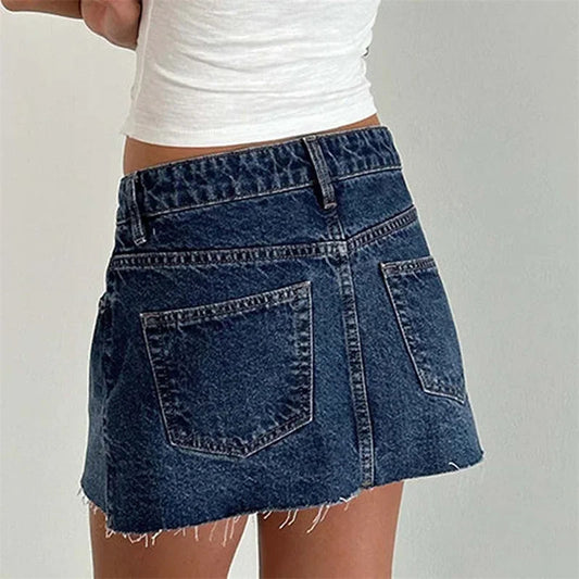 Raw Edge Gradient Denim Skirt