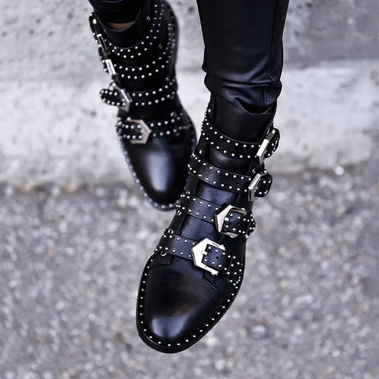 Rivets Bend Gothic Creator Leather Ankle Shoe