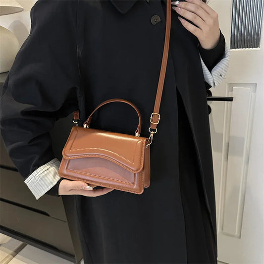 High-Quality PU Leather Solid Color Crossbody Handbag