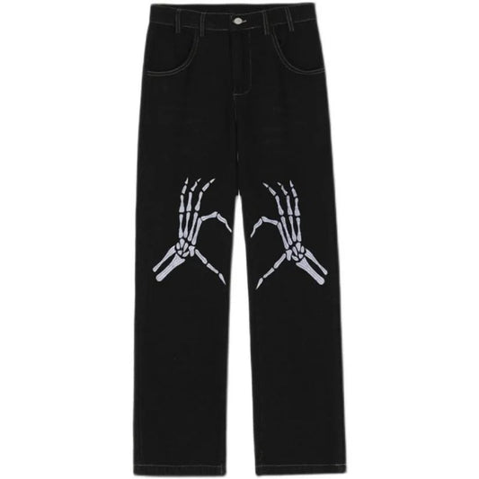 Y2K Black Embroidered Jeans Pants